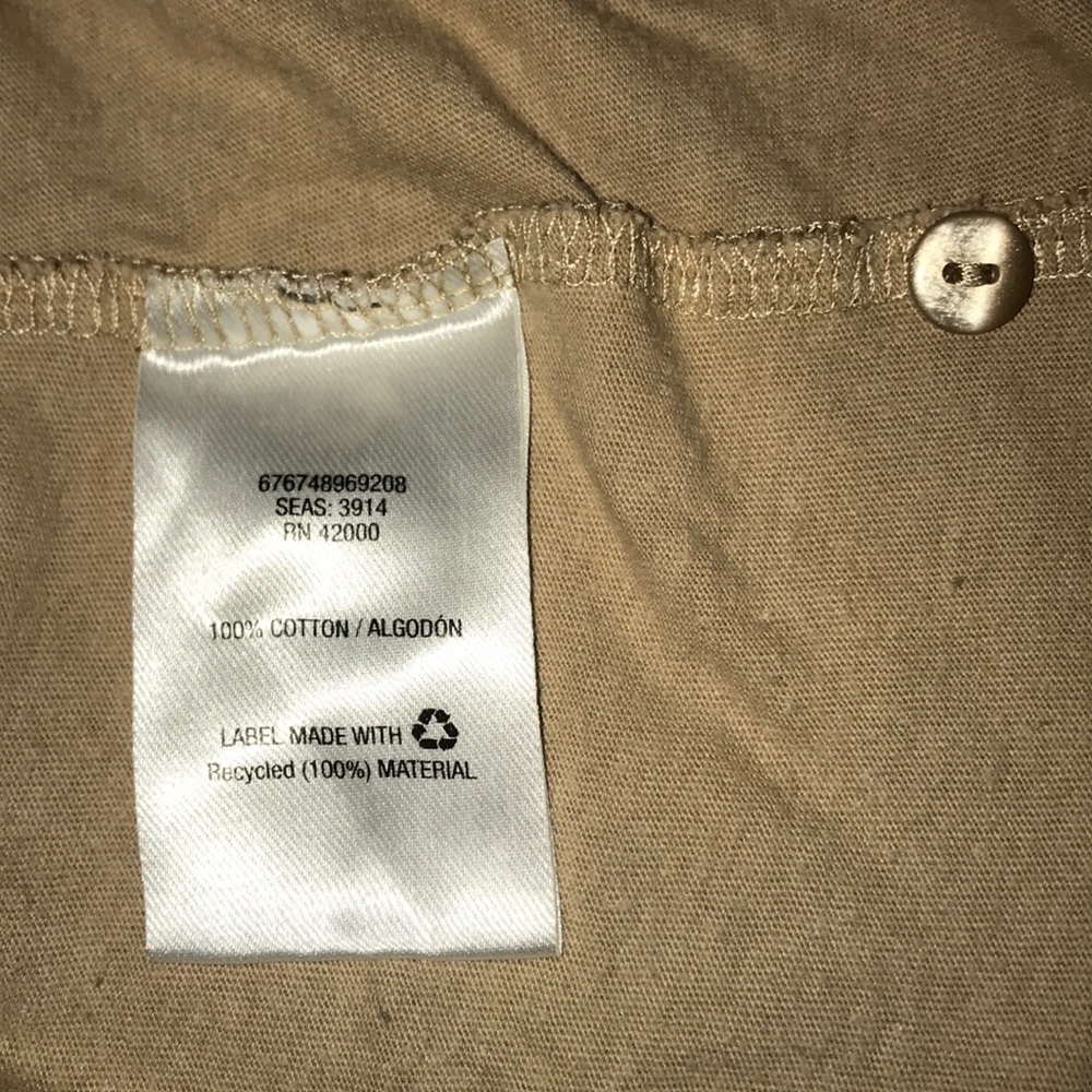 𝅺Basic Editions floral inset cotton short sleeve top size L - Picture 3 of 7